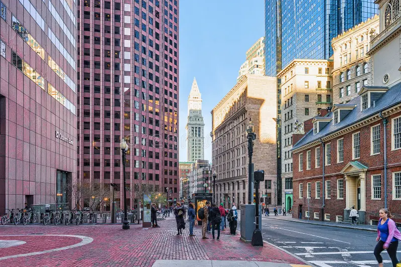 Boston Financial District illustrating the commercial real estate market's flight-to-quality trend.